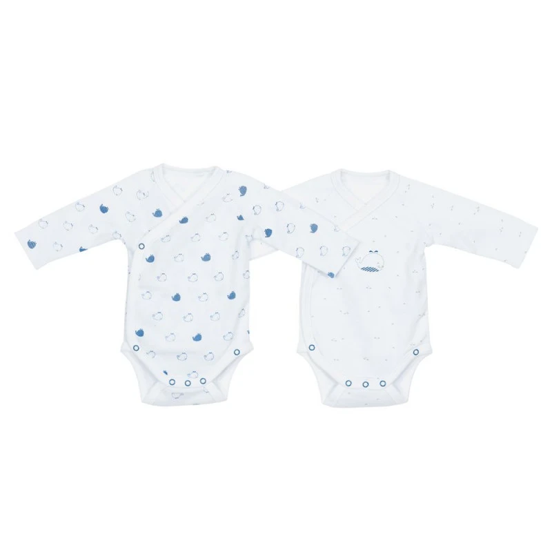 Lot De 2 Bodies Naissance SAUTHON Blue Baleine