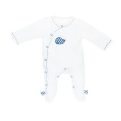 Pyjama En Velours Naissance Croisé SAUTHON Blue Baleine