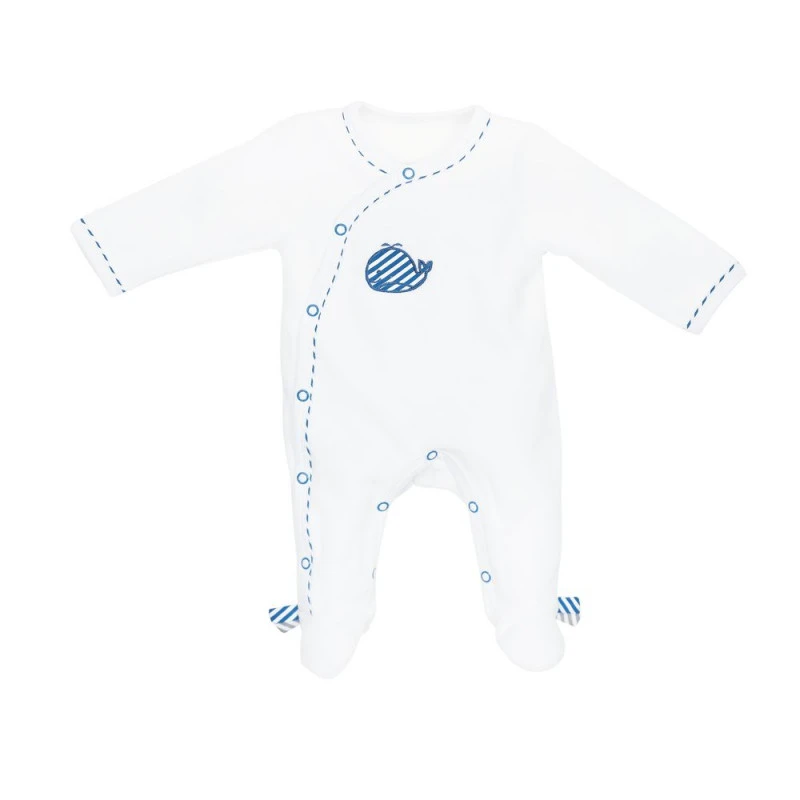 Pyjama En Velours Naissance Croisé SAUTHON Blue Baleine