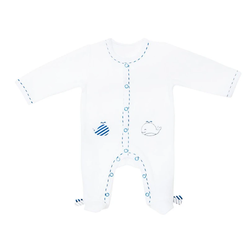 Pyjama En Velours Naissance Droit SAUTHON Blue Baleine