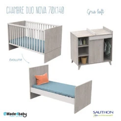 Chambre Duo Avec Little Big Bed 70x140 SAUTHON Nova Gris Loft