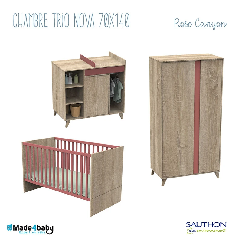 Chambre Trio Avec Little Big Bed 70x140 SAUTHON Nova Rose Canyon