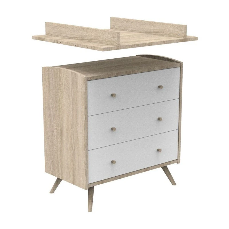 Commode 3 Tiroirs SAUTHON Access Chêne Doré/blanc – Image 2