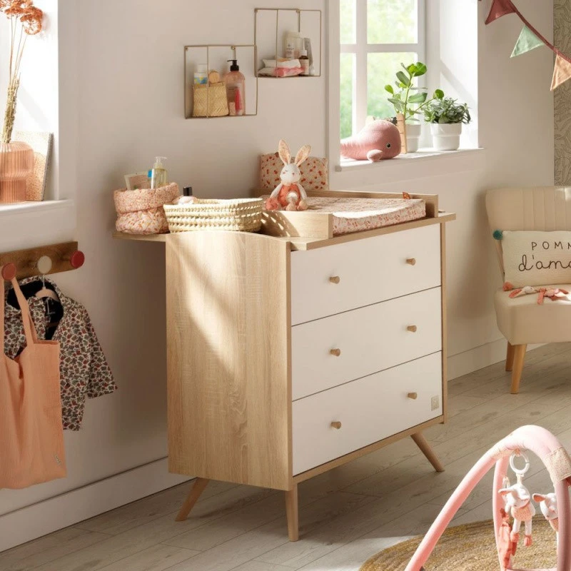 Commode 3 Tiroirs SAUTHON Access Chêne Doré/blanc – Image 5