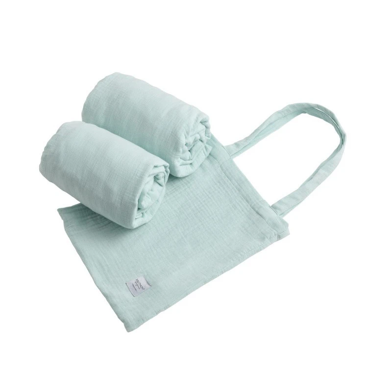 Lot De 2 Draps Housse 70x140 Original SAUTHON Bleu Aqua